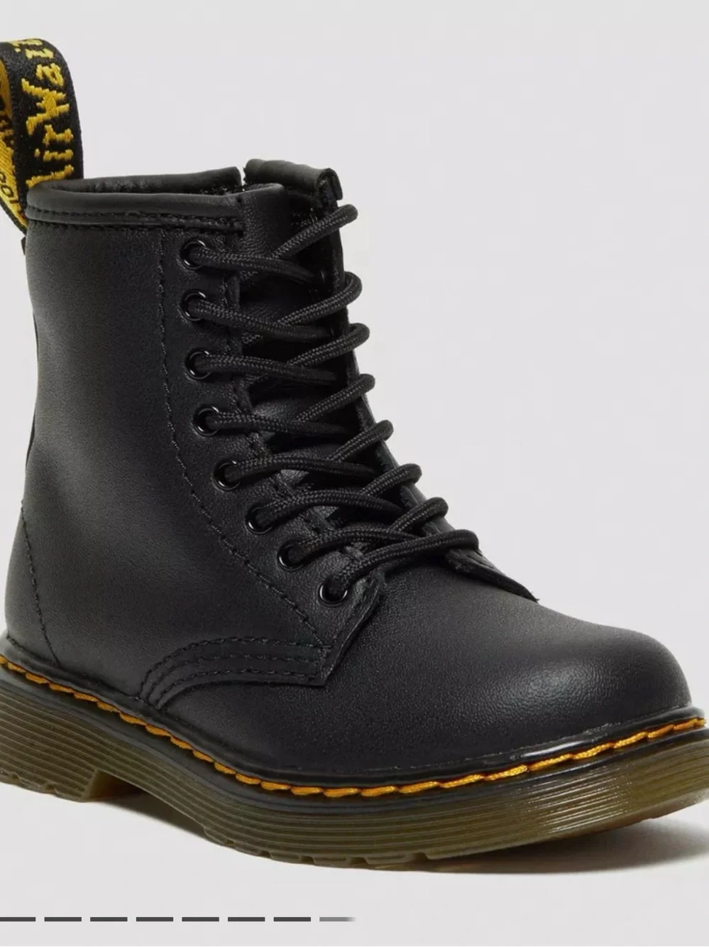 Dr. Martens Doc Boots Size 8 Toddler 1460 Softy T Combat Black Lace Up w Zip NIB